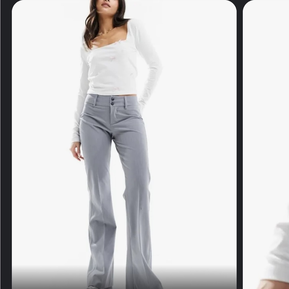 tailored gray flare pants